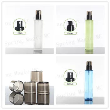 

120ML Empty Green/Frosted Glass Bottle with Clear Black Lid,Travel Portable Cosmetic Container For Sprayer Perfume/Lotion Bottle