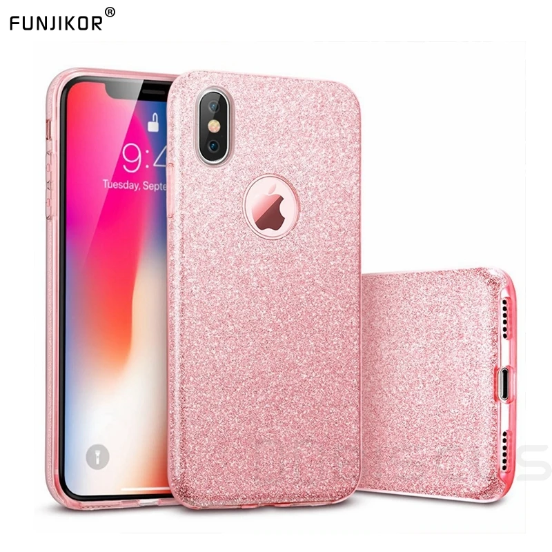 

ShockProof Soft Glitter Case For iPhone 11 Pro XS Max X XR SE Cover for iPhone 5 5S 6S 6 Plus 7 8 Plus 3 Layer Protective Funda