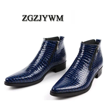 

ZGZJYWM New cowhide Genuine Soft Leather Pointed Toe Breathable Bullock Patterns Oxford Dress Shoes For Men Boots