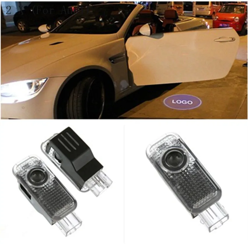 Для Audi 2 шт. дверь логотипа автомобиля Добро пожаловать свет светодиодный Автомобильный Дверной логотип световой проектор лазерная теневая лампа