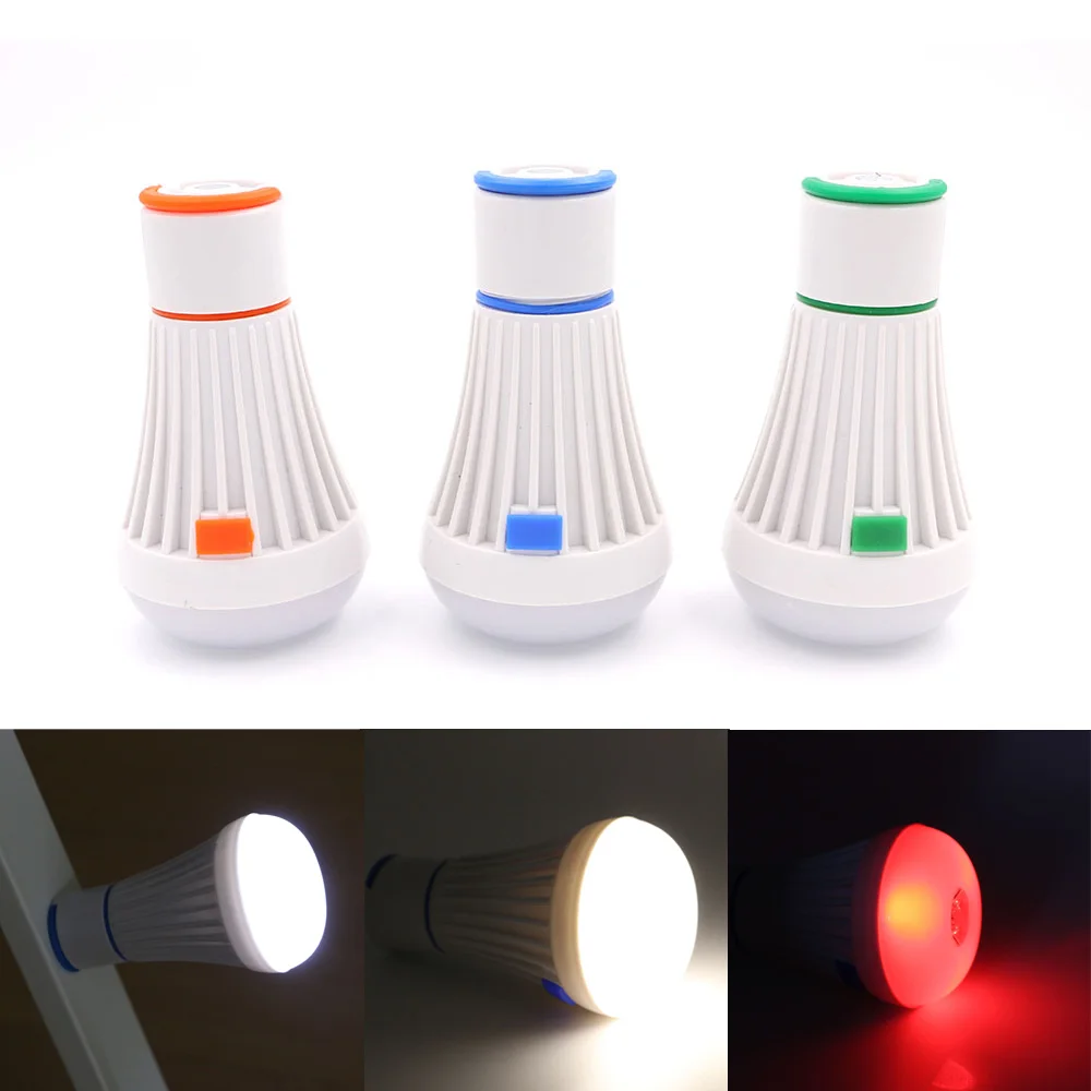 Yellow Blue Green Soft Light Outdoor Hanging LED Camping Tent Light Bulb Fishing Lantern Lamp With