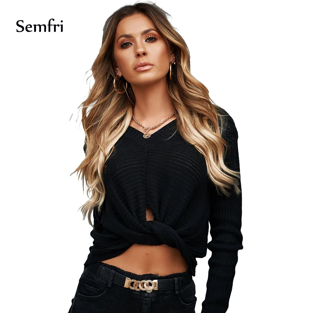 Chic-Black-V-Neck-Twisted-Sweater-LC27940-2-1