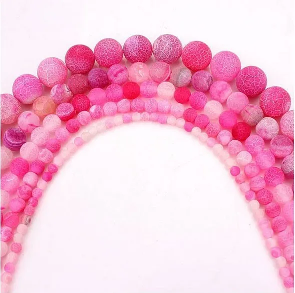 

1string Top Selling Light Purple Red Blue Orange Color Round Matte Natural Stone Beads For DIY Jewelry Making Necklace Bracelet