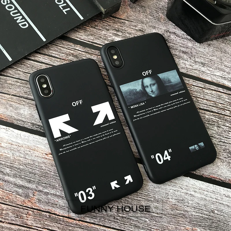 

Hot luxury Twill off ow stripes soft silicon cover case for iphone 7 8 6 6S plus X XS MAX XR fashion white arrow phone coque