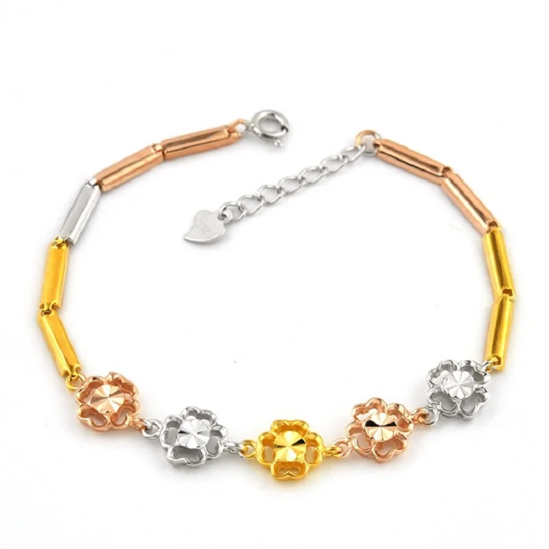 

Fashion Creative Flower Shape Design Color Silver Bracelet for Women Fine Handmade Jewelry Birthday Party Gift Accessory