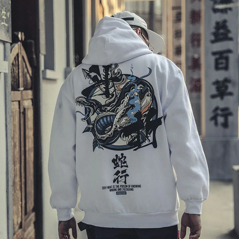 

April MOMO 2019 Men Spring Autumn Thick Hoodies Sweatshirts Pullovers Hip Hop Yokosuka Print Hoody Streetwear Hooded Men