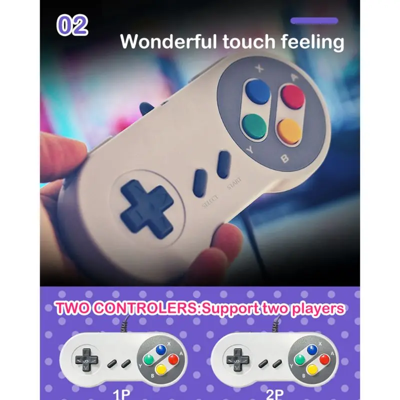 SUPER MINI SNES NES Retro Classic Video Game Console TV Game Player Built-in 821 Games with Dual Gamepads
