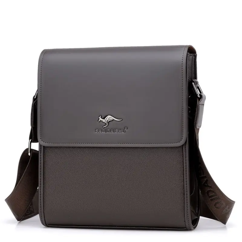 Brand Kangaroo Business Men Shoulder Bag Solid Men Crossbody Bags PU