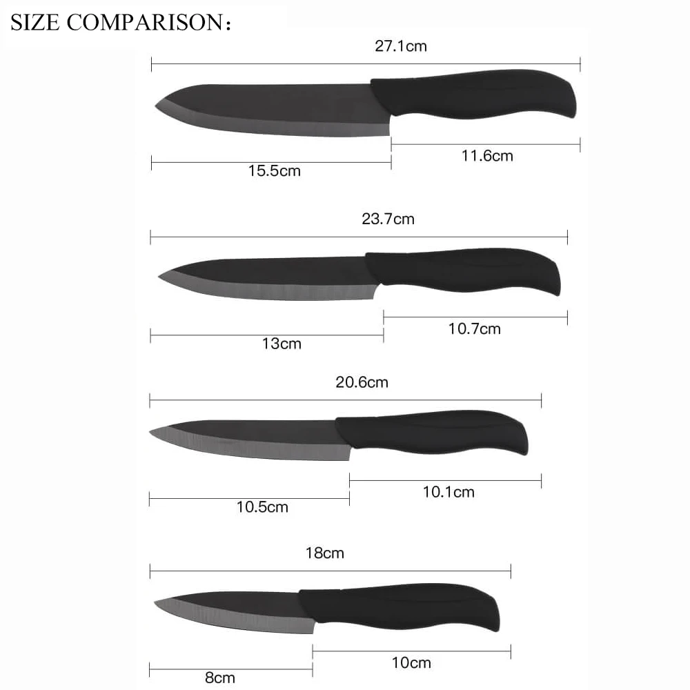 Набор керамических ножей, кухонные ножи, 3, 4, 5, 6 дюймов, циркониевые черные лезвия для очистки овощей и фруктов, керамические ножи, инструменты для приготовления пищи