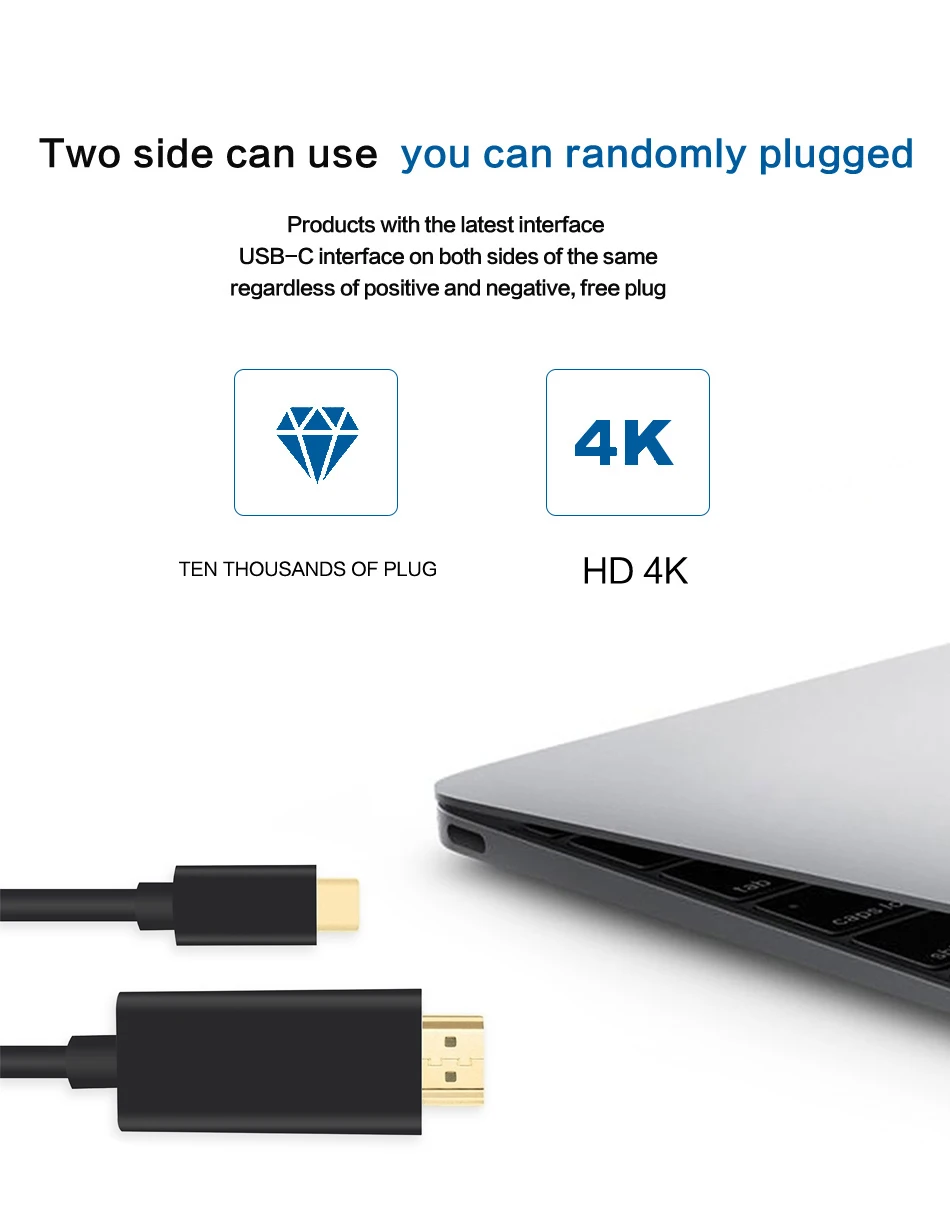 USB C HDMI Тип Кабеля C к HDMI Thunderbolt 3 USB 3,1 для MacBook samsung Galaxy S10/9 huawei Коврики 20 P20 Pro USB-C HDMI адаптер