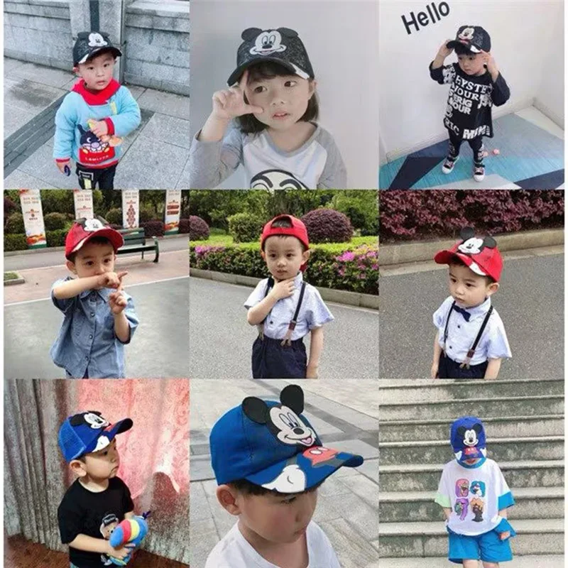 Детская бейсбольная кепка с Микки Маусом; детская облегающая Кепка для мальчиков и девочек; черно-белые кепки в стиле хип-хоп; бейсболка; уличная солнцезащитная Кепка