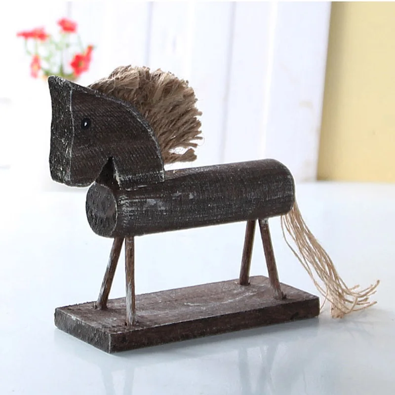 

Vintage Handmade Wood Horse Natural Creative Gifts Desk Decoration Cavalo Animals Figurines Ornaments