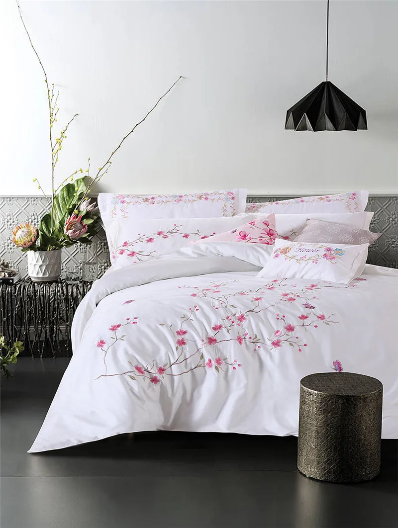 

IvaRose Noble elegent queen king size Bedding sets oriental embroidery Bed set bedsheet set pillowcases 36