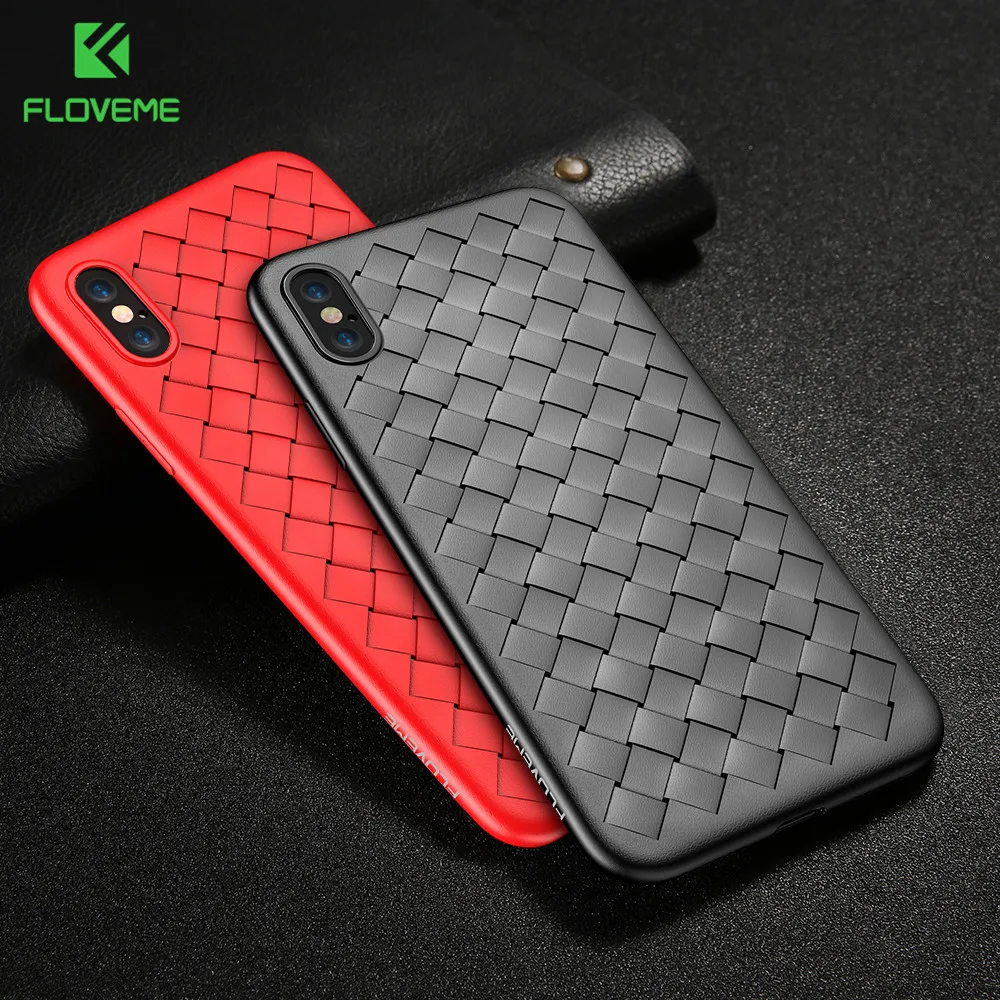 FLOVEME Роскошные Плетеный мягкий чехол для iPhone XS Max XR X 10 случае сетка Ткачество