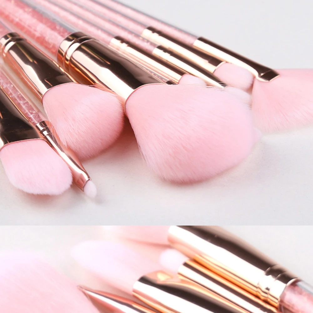 Популярный розовый набор кистей для макияжа с зыбучим песком, набор кистей для макияжа с 10 алмазными ручками