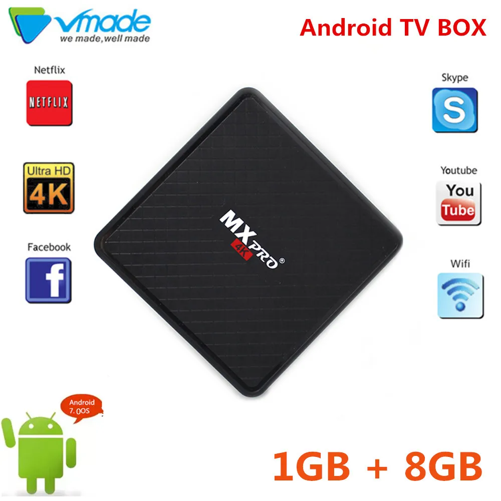 

Android 7.0 TV Box Allwinner_H3 1GB RAM 8GB ROM Set Top Box WiFi 100Mbps Bluetooth 4.0 Support 4K H.265 Media Player Set top Box