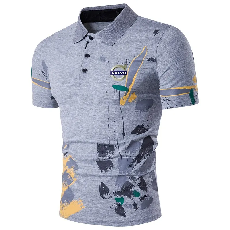 

Fashion Style Men Polo Shirt Short Sleeve Fitness Solid Male T Shirt Tops Clothes Custom volvo Print Logo tshirt 2018 summer