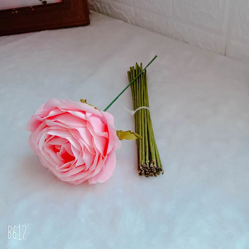25 шт/лот искусственные стебли для соцветия гортензии розы пиона стебли моделирование DIY шелковое цветочное свадебное украшение - Цвет: Светло-зеленый