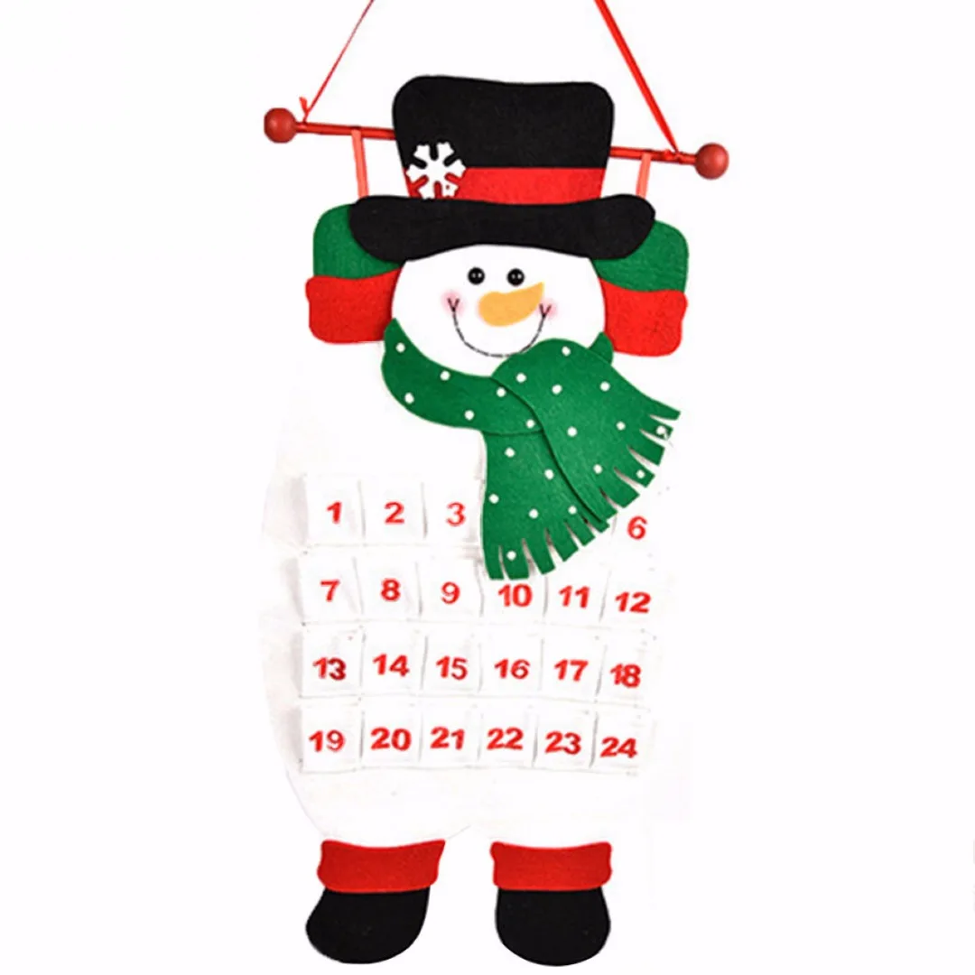 2018 Newest Christmas Advent Calendar Craft Santa Claus Snowman Hanging Decor Christmas Pendant Ornament