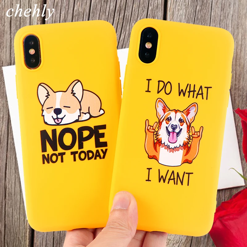 

Fashion Corgi Phone Case for iPhone X XR XS Max 8 7 6 S Plus Funny Cases Soft Silicone Protection Cell Phone Accessories Covers