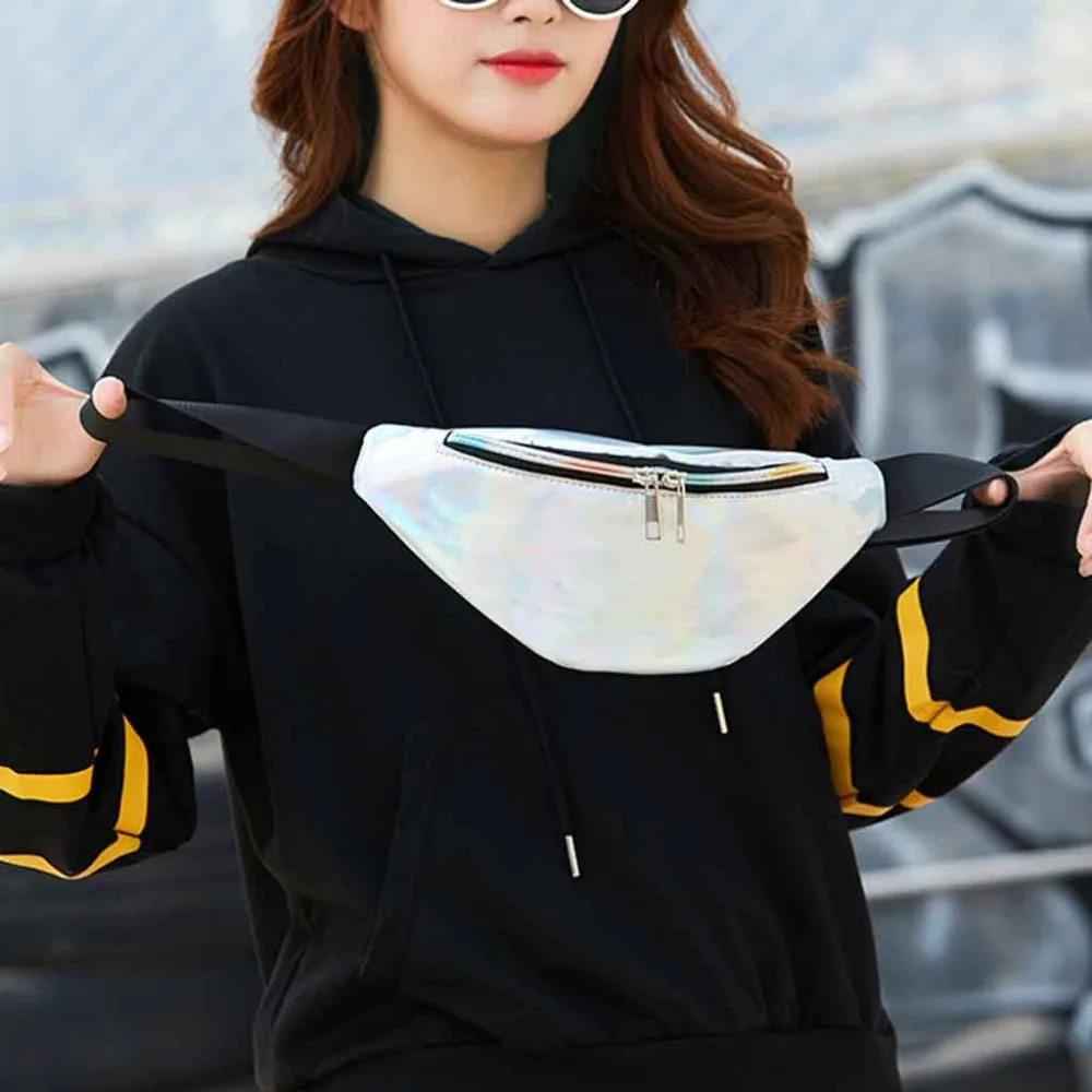 

2019 Women New Waist Fanny packs Fashion Neutral Outdoor Sport Laser Beach Bag Messenger Crossbody Bag Chest Bag Heuptas Pochete