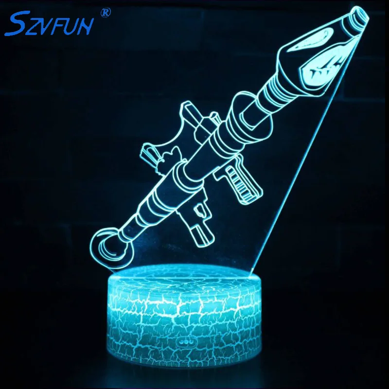 

3D Lamp Game Chug Jug Scar Rocket Launcher Gliding Kids Night Light 7 Color Change Touch Mood Lamp Veilleuse Enfant Dropshipping