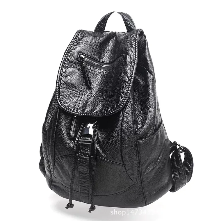

New 2018 High-grade Leather Backpacks Designer Washed Leather Bag Backpack Retro Korean Backpack Shoulder Bag for Girls