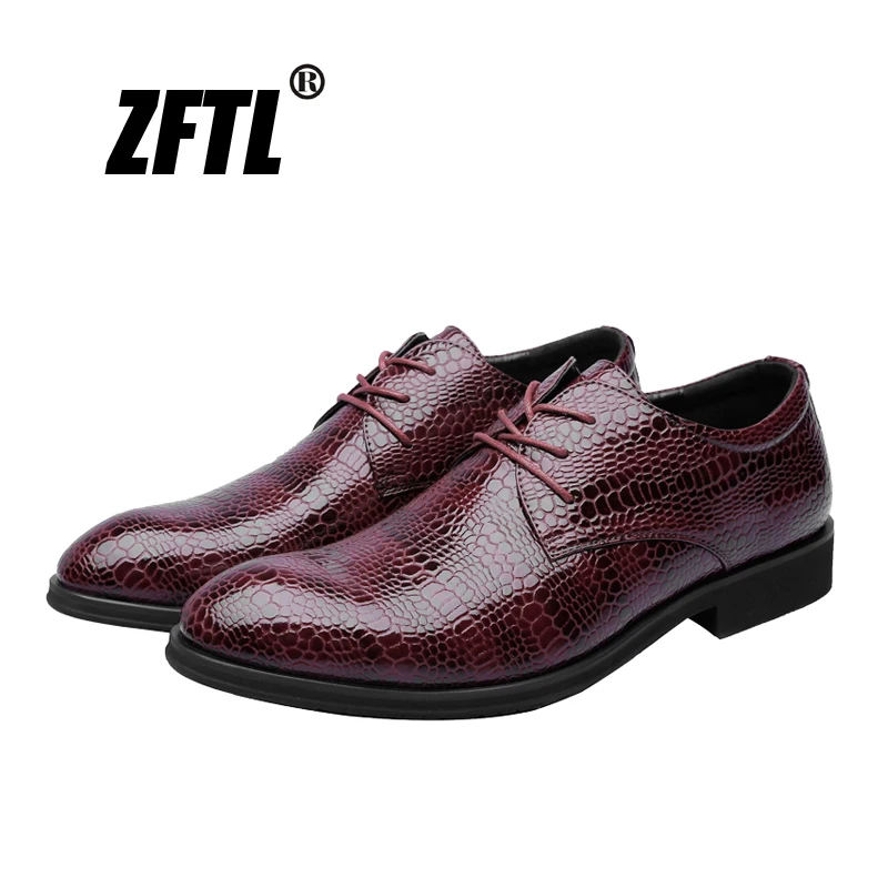 

ZFTL New Men dress shoes male formal shoes business big size shoes British style crocodile pattern men's pointed casual shoes 91