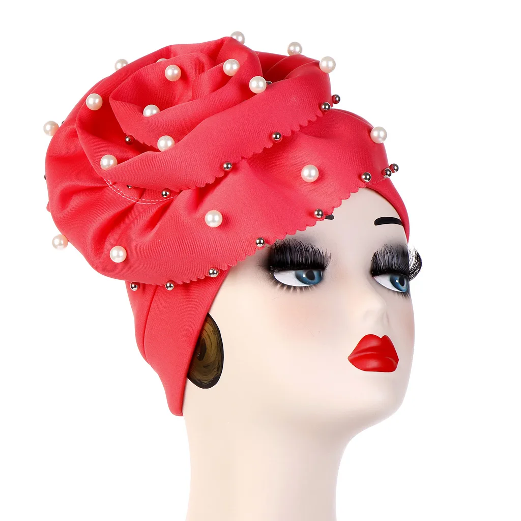 Watermelon Red Головной убор женский стиль гофрированный большой шарф с цветами Кепка мусульманский тюрбан Chemo Turban женские банданы аксессуары для волос Durag Z8 - Цвет: Watermelon Red