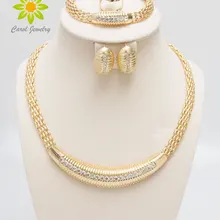 Позолоченные популярные ожерелья Серьги Браслет Кольцо африканские Модные женские большие ювелирные наборы