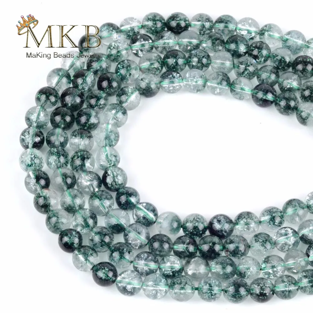 

Genuine Round Green Phantom Ghost Quartz Beads 6 8 10 12mm Natural Stones Beads Diy Bracelet Necklace Jewelry Making Wholesale