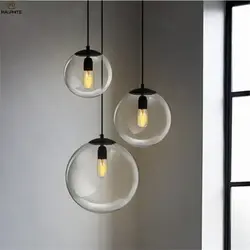Скандинавский стеклянный подвесной светильник Современный простой гостиной подвесные светильники в спальню ресторан черный