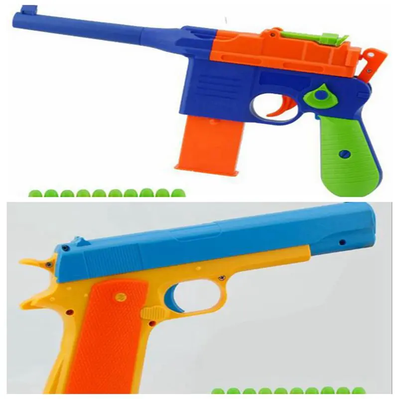 Детские игрушечные пистолеты, мягкие пулевые пистолеты, Классический пистолет, пластиковый револьвер, Детская забавная открытая игра, шутер, безопасность