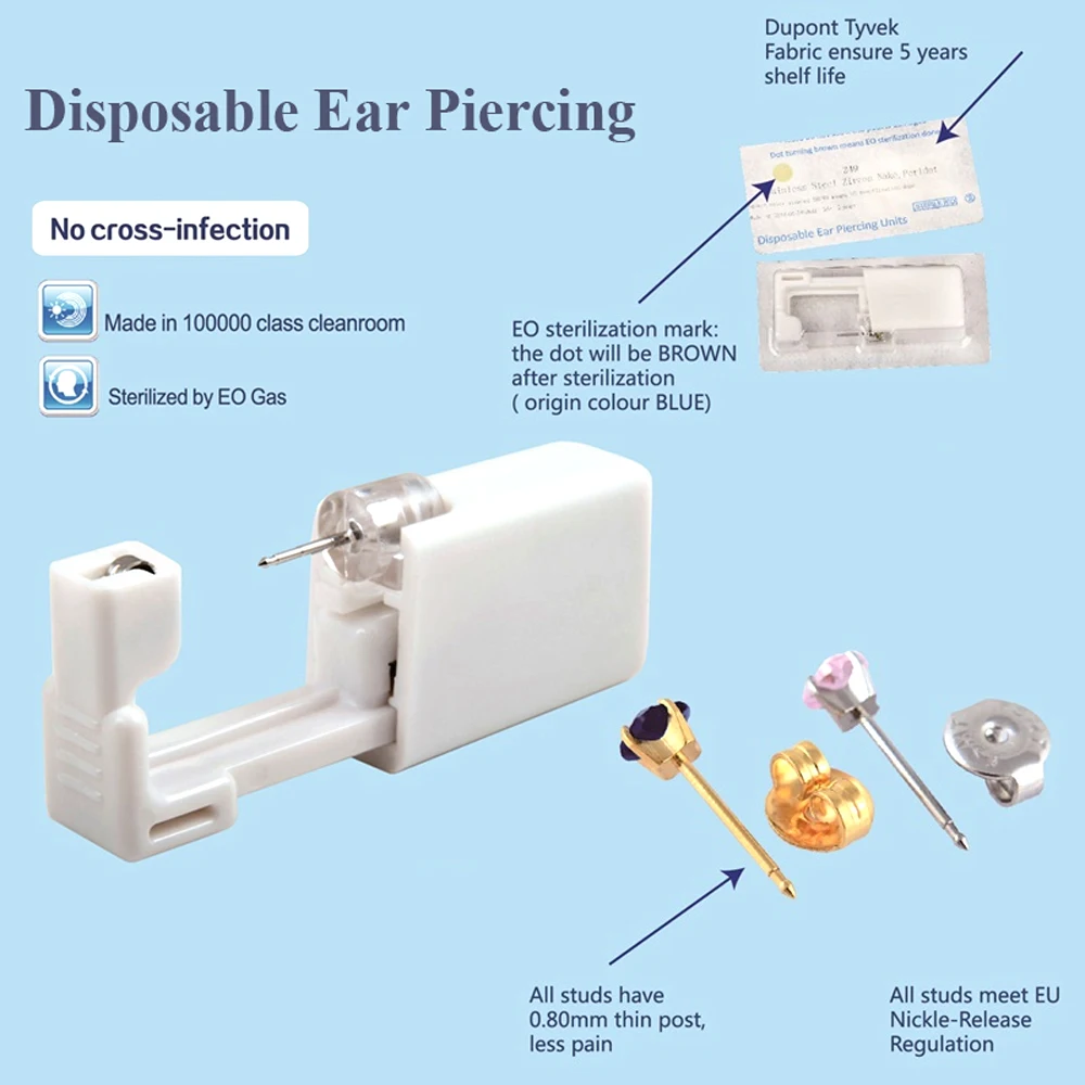 BOG-24Units Disposable Safe Sterile Unit Ear Stud Piercing Gun NO PAIN Piercer Tool Machine Kit Stud Earring Body Jewelry