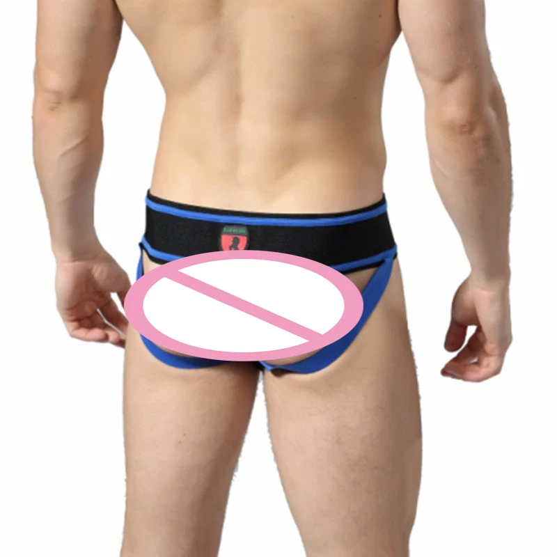 New Top Quality Men Knitting Jockstrap Lace-Up Bandage Briefs Punch Jock Bag Open Butt Erotic Gay Underwear Fetish Lingerie 6