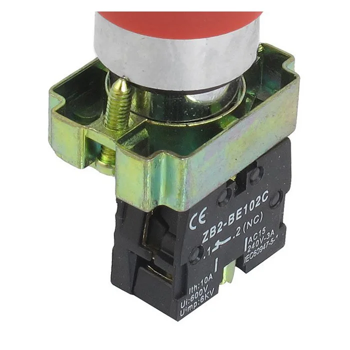 22mm NC Red Mushroom Emergency Stop Push Button Switch 600V 10A