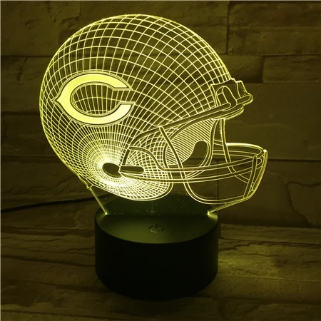 

Chicago Bears Helmet Usb 3d led night light American football team logo Lampara Boys Child Kids Fans Gift Desk lamp bedroom
