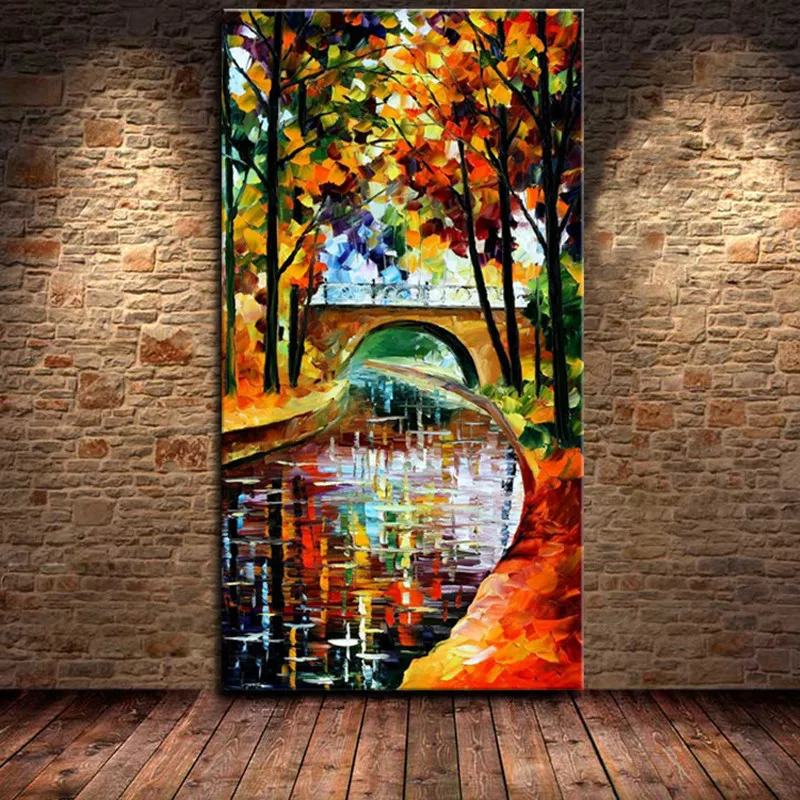 

Hand Painted Natural Scenery Oil Paintings On Canvas Colorful Tree Landscape Knife Paintings Home Decoration Wall Art Picture