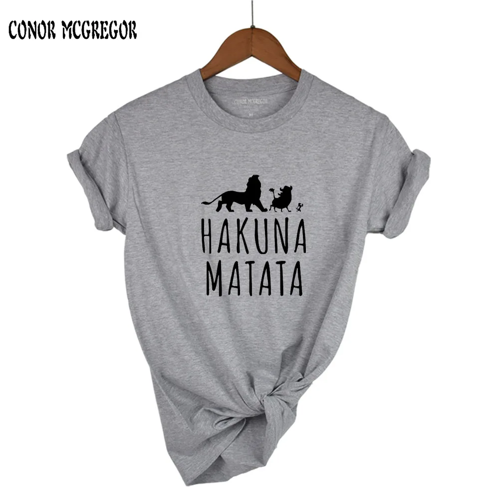 

2018 Hakuna Matata letter print Tee shirt Homme Summer Women Short Sleeve t shirt Plus Size women casual 100% Cotton top