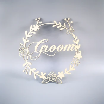 

Personalized Wooden Garland Sign Rustic Wooden Bride And Groom Wedding Table Decoration Chair Sign Wedding Photo Props