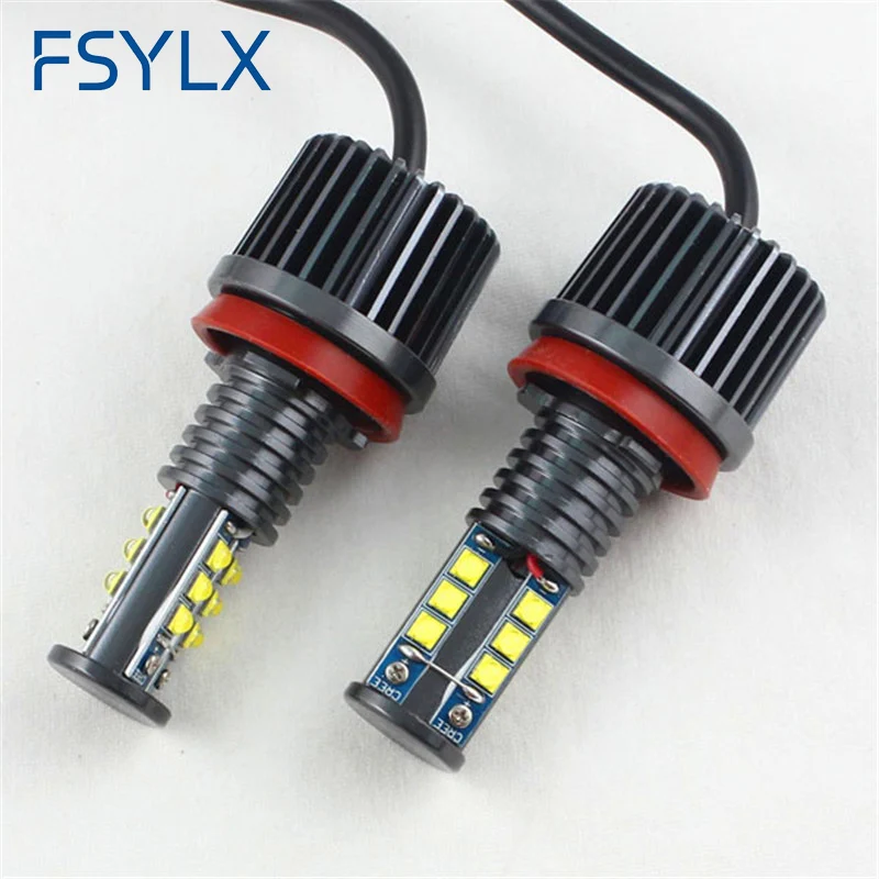 

FSYLX 2x Error Free LED Angel Eyes Marker 120W H8 Chips 6000K Lights Bulbs for BMW X5 E70 X6 E71 E90 E91 E92 M3 E60 halo rings
