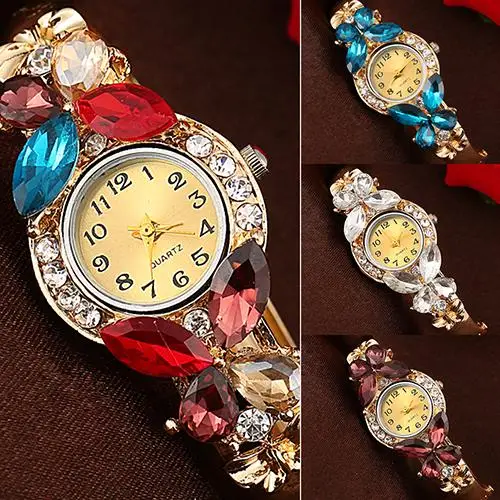 

Fashion Top Brand Luxury Women Crystal Butterfly Rhinestone Dress Cuff Bracelet Quartz Bangle Wrist Watch