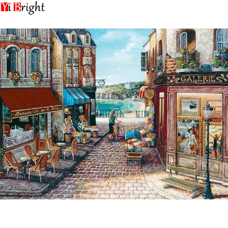 

crafts painting diy diamond embroidery kits Seaside city landscape full diamond mosaic cross stitch in needlework XY1