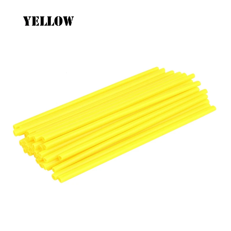 Yellow 36 шт красочные пластиковые колеса обертка для спиц декоративная дополнительная накладка комплект обода накладки протектор для мотокросса Байк аксессуары - Цвет: Yellow