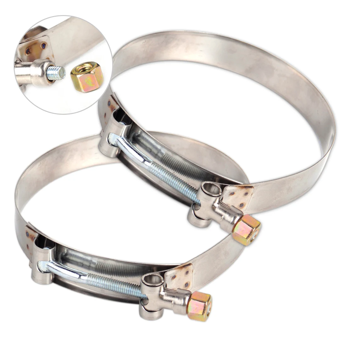 DWCX 2x Stainless Steel T bolt Clamp Coupler 107 115mm for Turbo Pipe