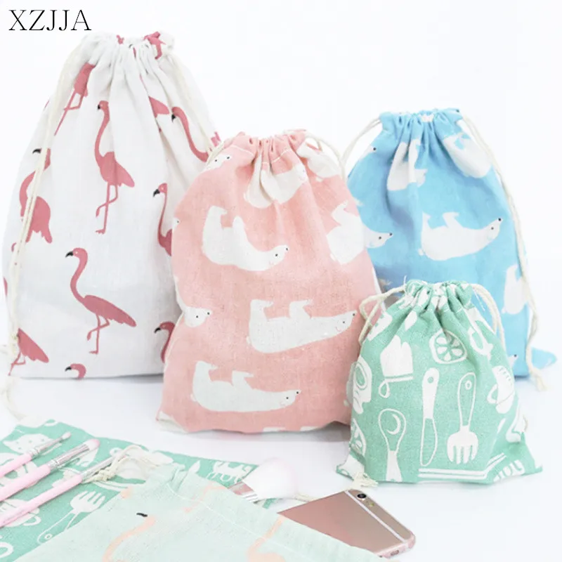 XZJJA Portable Flamingos font b Drawstring b font Storage font b Bags b font Travel Clothing
