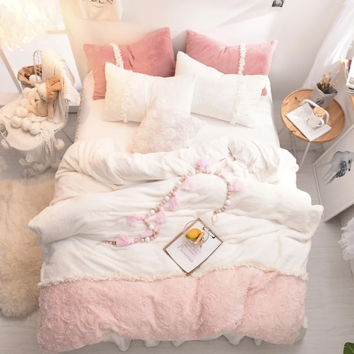 الشتاء طفل الكشمير الفراش مجموعة لحاف السرير تنورة بالغين الاطفال نوم مجموعات الملك/الملكة/كامل/حجم التوأم سرير الشتاء طفل الكشمير الفراش مجموعة لحاف السرير تنورة بالغين الاطفال نوم مجموعات الملك/الملكة/كامل/حجم التوأم سرير