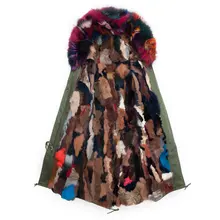 Высококачественное теплое длинное стильное пальто с меховым воротником, Мужская зимняя меховая куртка из кроличьего меха