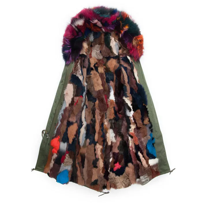 High quality warm long style fur Collar coat rabbit fur male winter fur jacket