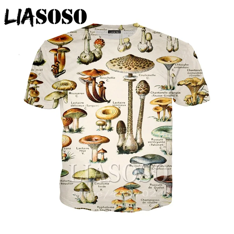 

LIASOSO Women homme t shirt men anime mushroom hoodies fashion t-shirt funny t shirts streetwear 3D print hip hop tshirt D860